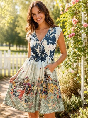 Antix Art To Wear Mini Dress S M Skater Cottage Rockabilly Floral Forest Fairy