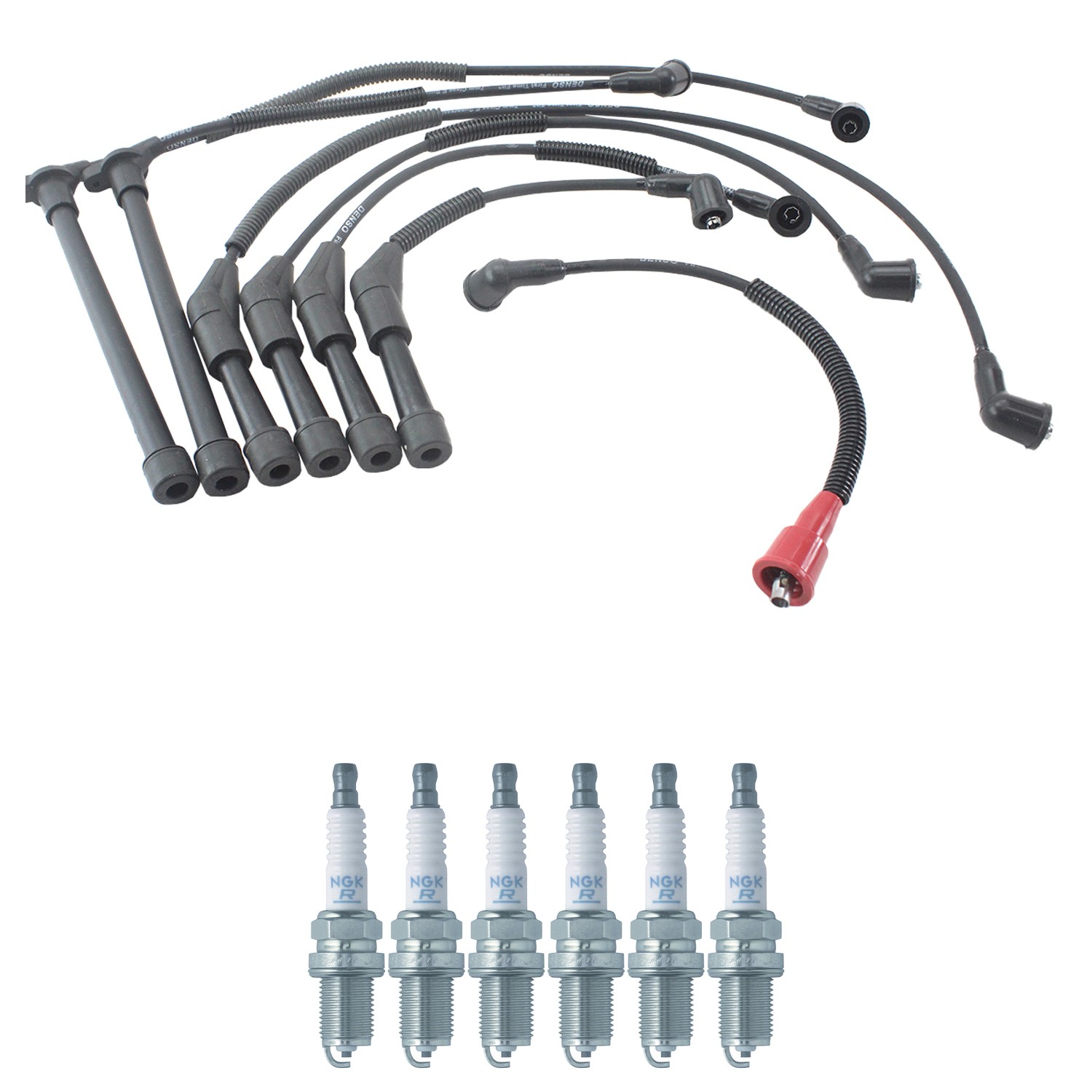 Denso Ignition Wires and NGK Spark Plugs Kit for Nissan D21 1990-1994 3.0L V6