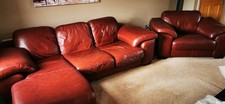 Italian leather 3 seater corner sofa plus oversized lounge chair - great quality