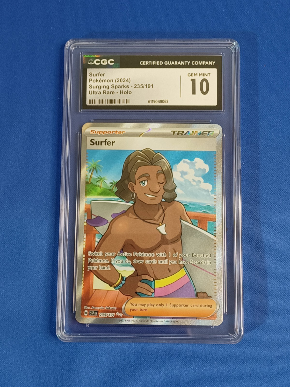 CGC 10 Gem Mint Pokemon Surfer Ultra Rare Holo #235/191 Surging Sparks 2024