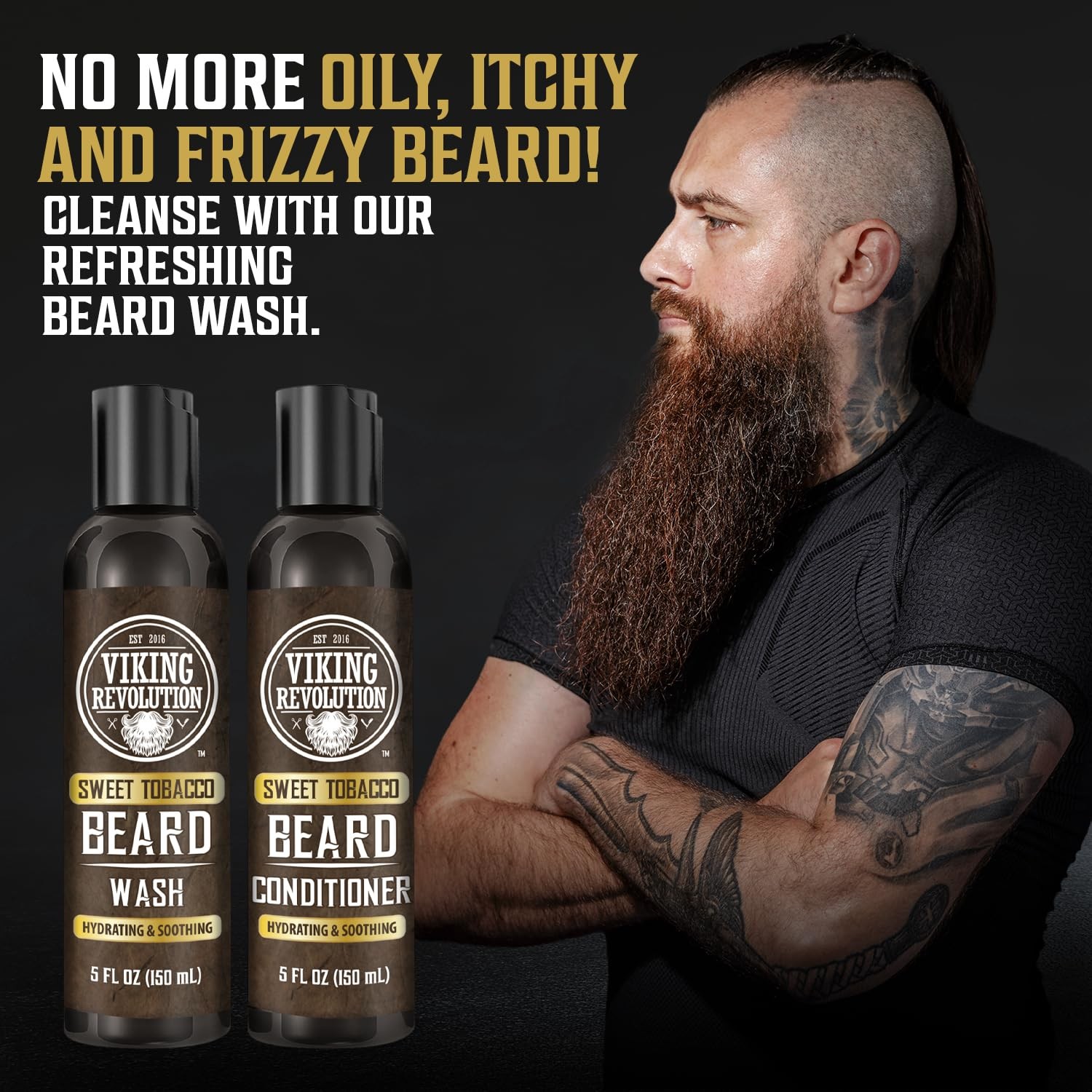 Viking Revolution Beard Wash and Beard Conditioner for Men with Argan Oil and Jo