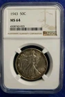 1943 Half Dollars Liberty Walking NGC MS64 ~ L👀K SHIPS FREE