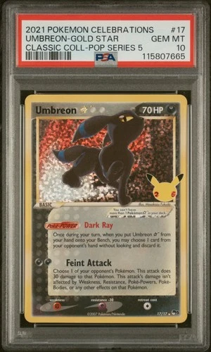 2021 Pokemon Celebrations Umbreon-Gold Star #17 PSA 10 Classic Coll-Pop Series 5