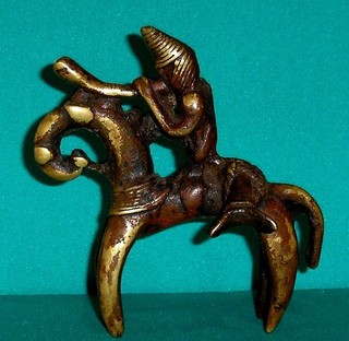 Benin Bronze Equestrian Figure Miniature Bronze Benin / Kotoko People From Chad