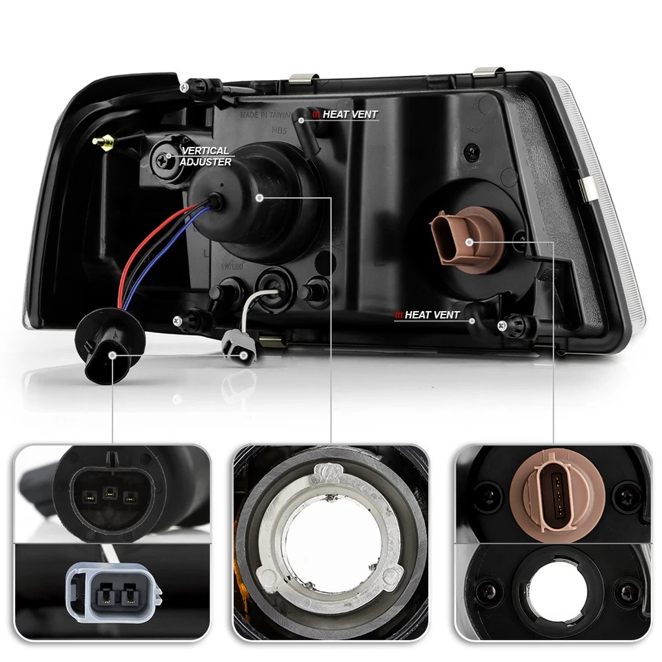 For 2001-2011 Ford Ranger Pickup LED Tube Chrome Headlights Headlamps Left+Right - Image 4 of 4