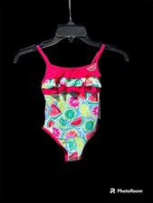 TOMMY BAHAMA KIDS Pink Ruffle Fruit Full Swimsuit Size 5