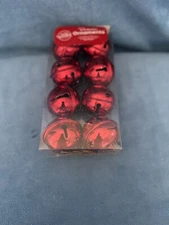 Winter Wonder Lane 8 Pk Novelty Ornaments Red Jingle Bells W/gold String Ties