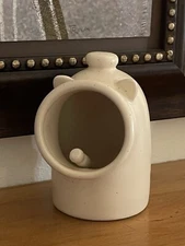 Stoneware Salt Pig Cellar w/ Spoon- Oatmeal Color