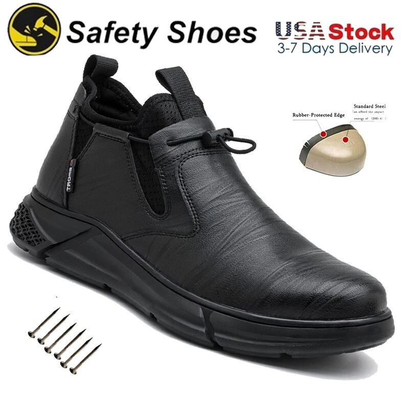 Mens Waterproof Boots Steel Toe Cap Work Boots Leather Safety Shoes Non Slip
