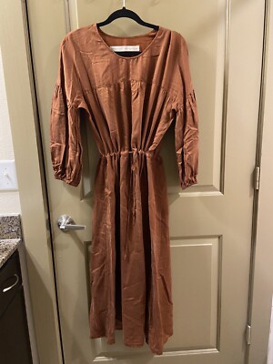 brown drawstring dress Wholesale Brown Plunging Drawstring Back Closure Midi Dress-Contemporary –  Stylish Wholesale main image 0
