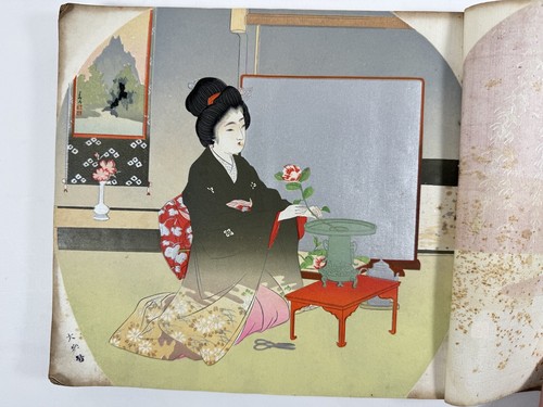 Japanese Antique Print “Uchiwa Mihon” Old Fan Design 111 prints Lithograph - Picture 10 of 24