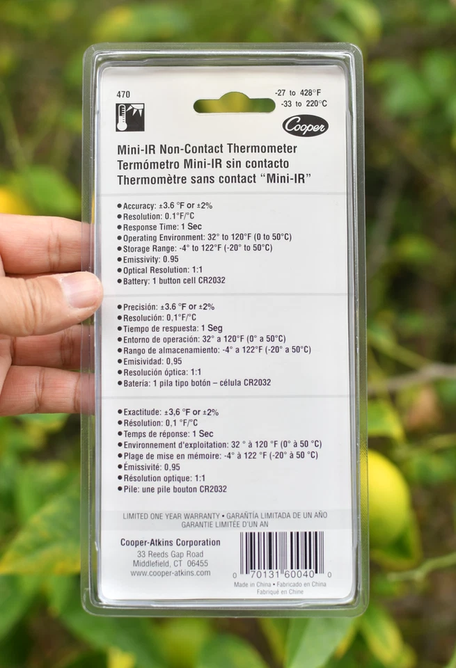 Cooper Atkins 迷你红外非接触式温度计 470-0-8 数字颈挂绳 — 第 2/4 张图片