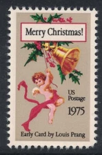 Scott 1580- Early Christmas Card by Louis Prang- MNH 10c 1975- unused mint stamp