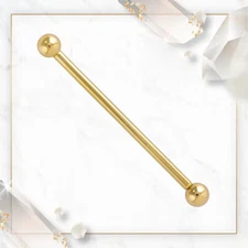 1pc Industrial Barbell 14k Solid Gold Scaffold Piercing Jewelry 14G 1 3/8" 35MM