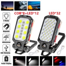 COB LED Work Light Magnetic USB Rechargeable Camping Lamp Flashlight with Hook