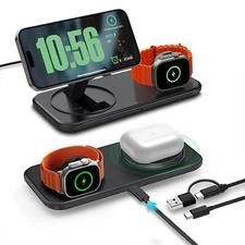 2in1 15W Magnetic Wireless Charger Dock For Apple Watch 10 iPhone 16 15 14 13 12
