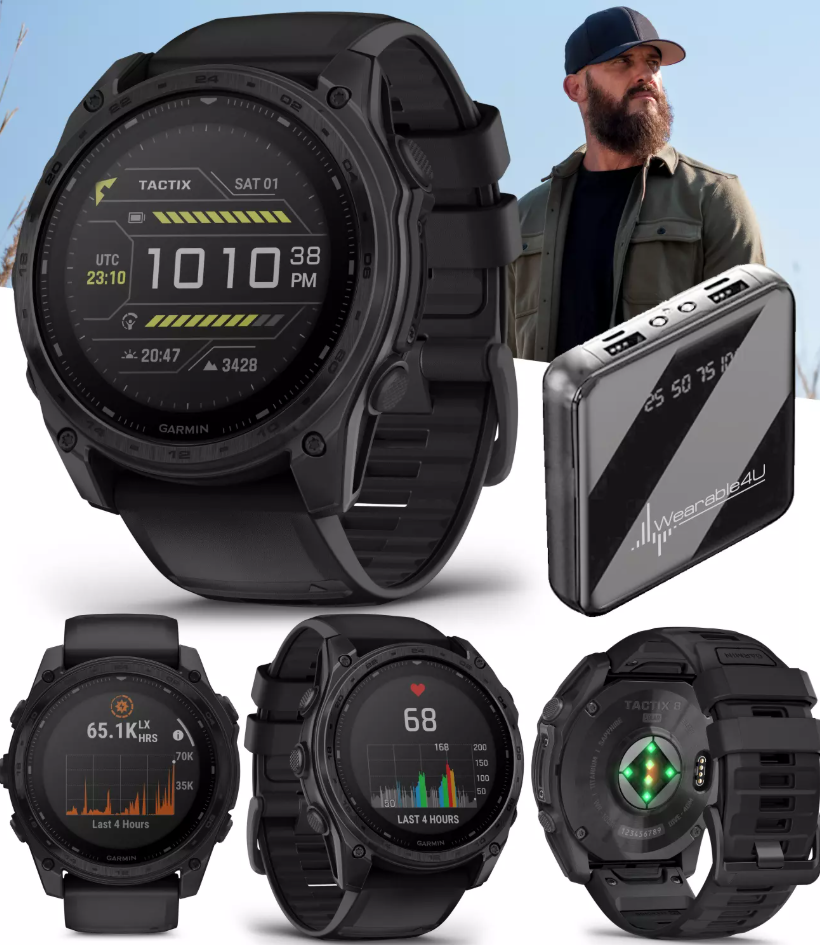 Garmin Tactix 8 51mm Solar Tactical GPS Smartwatch Elite Edition with Wireless Power Bank-image