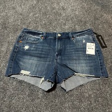 NEW Blank NYC Shorts Womens 30 Blue Cotton Blend Cut-Off Mid Rise Astor