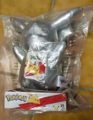 Pokemon Plüsch Kuscheltier Figur WCT Silber 25th Anniversary Pikachu 25 cm NEU
