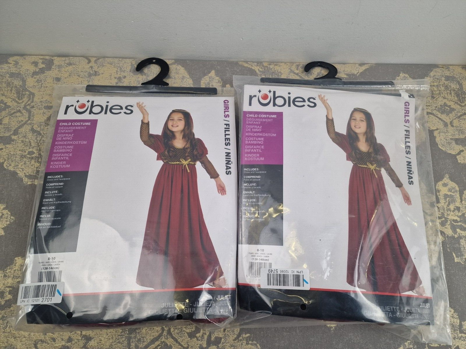 2x Bristol Novelty Juliet Costume (L) Child Girl Age 7 - 9 Years Halloween Hallo