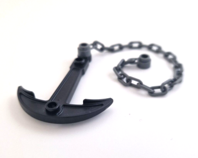 LEGO Pirate Ship Boat Anchor Black & Long Grey Chain Part