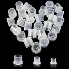Yuelong 300Pcs Ink Caps with Base Tattoo Ink Cups White Mixed #11 Small #14 Medi