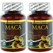 2 x WooHoo Natural® Maca 500 mg 120 Caps Energizing Herb Rich in Saponins
