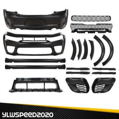 Front and Rear Bumper Hellcat Style Fit For 2015-2023 Dodge Charger Widebody Kit