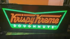 Rare DOUBLE-SIDED "KRISPY KREME DOUGHNUT" Fiber Dot LIGHT UP SIGN Store Display
