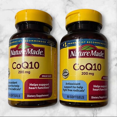 LOT OF 2 Nature Made CoQ10 200mg 80 Softgels EXP2027+ NEW FAST SHIPPING