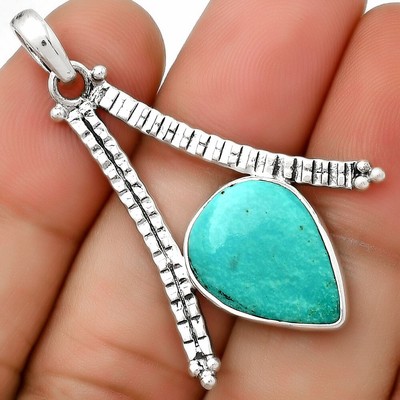 Natural Rare Turquoise Nevada Aztec Mt 925 Silver Pendant Jewelry P-1034