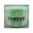 JADEITE GREEN GLASS COFFEE BOX CANISTER Lidded Jar Container