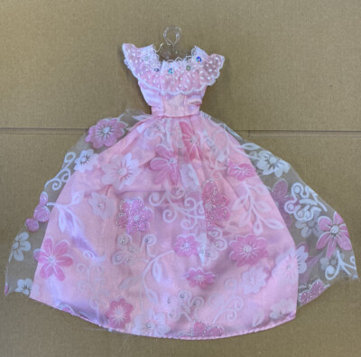 Qualität Baby Rosa Blume Spitze Ballkleid Hochzeitskleid Hergestellt für Puppen UK Verkäufer