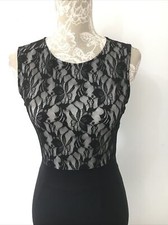 Black Sleeveless Bodycon Stretch Cotton Style & Lace dress size S