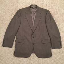 Stafford Blazer Mens Size 44 Gray Plaid Two Button Single Vented Worsted Wool