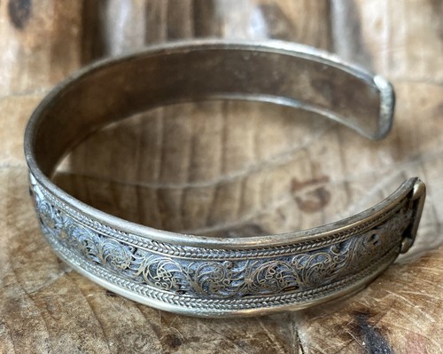 VTG Custom Hebrew Bracelet Cuff Personalized Jewish Bracelet Copper Filigree - Picture 5 of 7