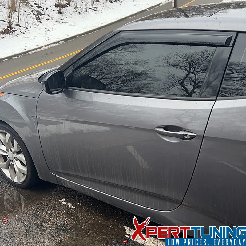 Se adapta a Hyundai Veloster 11-18 3 puertas viseras de ventana de humo ventilación protector de lluvia 4 piezas acrílico Foto 2 de 4