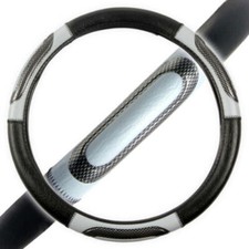 2 Tone Black And Gray Ergo Grip Leather Steering Wheel Cover Standard Size
