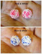 Speckled Rose Earrings 12mm CHOOSE COLOR Hypoallergenic Stud