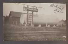 Rockford IOWA RPPC c1910 STANDARD OIL COMPANY DEPOT Tanks ADVERTISING Gas IA