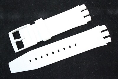 Uhrenarmband 22mm für SWATCH Uhren fitted for SWT watches Weiß Silikon
