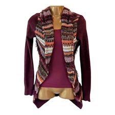 Y2K Duster Cardigan Sweater Fuzzy Fluffy Phoebe Buffay Friends Art To Wear XS S