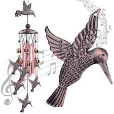 Large Hummingbird Metal Wind Chimes Outdoor Garden 4 Tubes Bells Home Decor Gift
