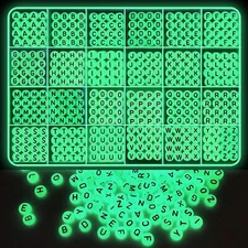 1080pcs Glow in The dark Letter Beads, A-Z Alphabet Beads for Jewelry Making