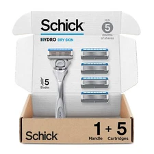 Schick Hydro Dry Skin Razor 5 Blade with Comfort Coating and Precision Edger