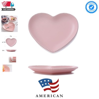 Elegant Ceramic Heart Shaped Dessert Plate for Kitchen Party, 7 Inch - 1 PCS