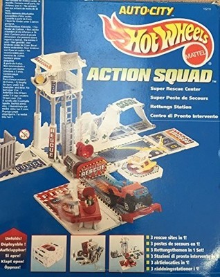 Vintage 1996 Mattel Auto City Hot Wheels Action Squad Super Rescue Centre 