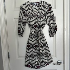 Collective Concepts Cream button up tribal boho print Dress Size Large