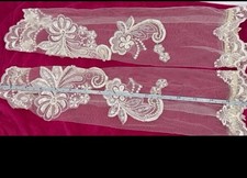 Floral Lace Bridal Sleeves, Sheer Tulle Wedding Arm Sleeves with a Vintage Look