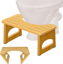 Foldable Toilet Stool, 2 Pack 7.5 Inches Poop Stool for Bathroom, Bamboo Toilet